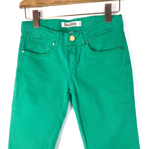 ZARA TRF Collection 5 pocket Skinny Jean Fit in Green Stretch Cotton EUR34/USA 2 - Picture 2 of 6
